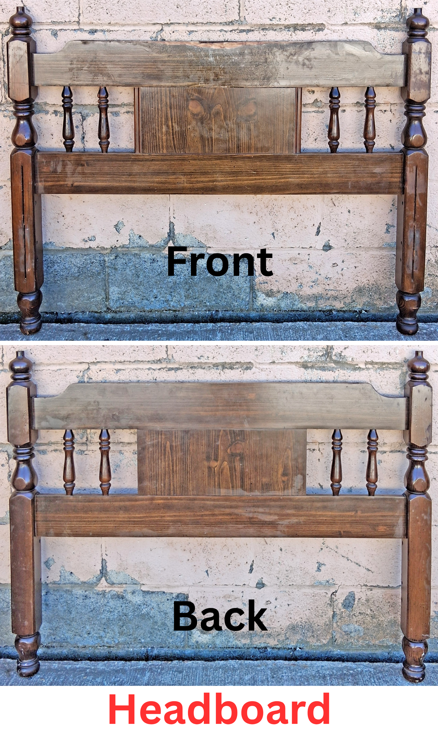 Vintage Antique Old Reclaimed Salvaged Colonial Traditional Style Wood Wooden Twin Size Bed Frame Head Foot Board Set