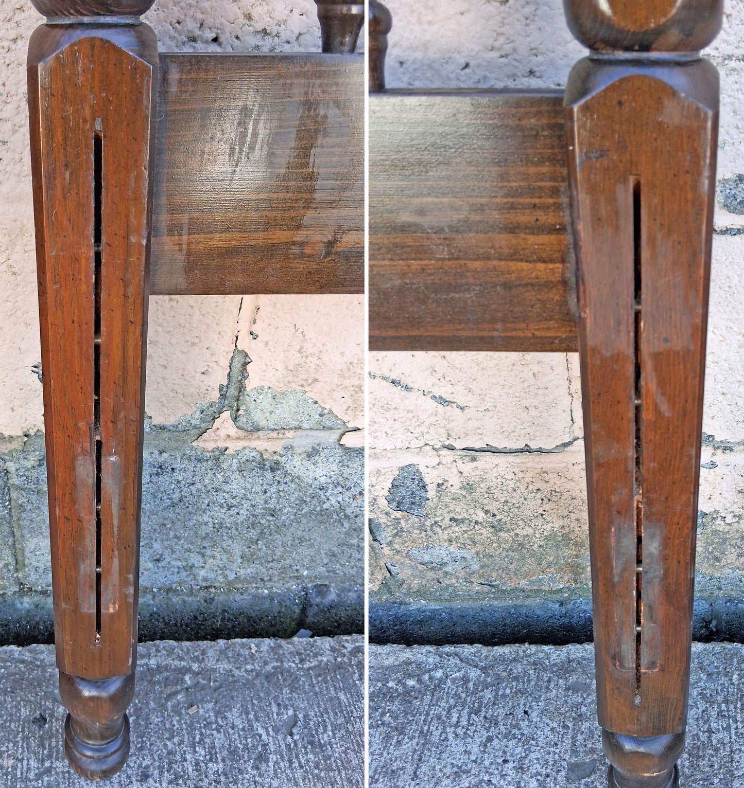 Vintage Antique Old Reclaimed Salvaged Colonial Traditional Style Wood Wooden Twin Size Bed Frame Head Foot Board Set