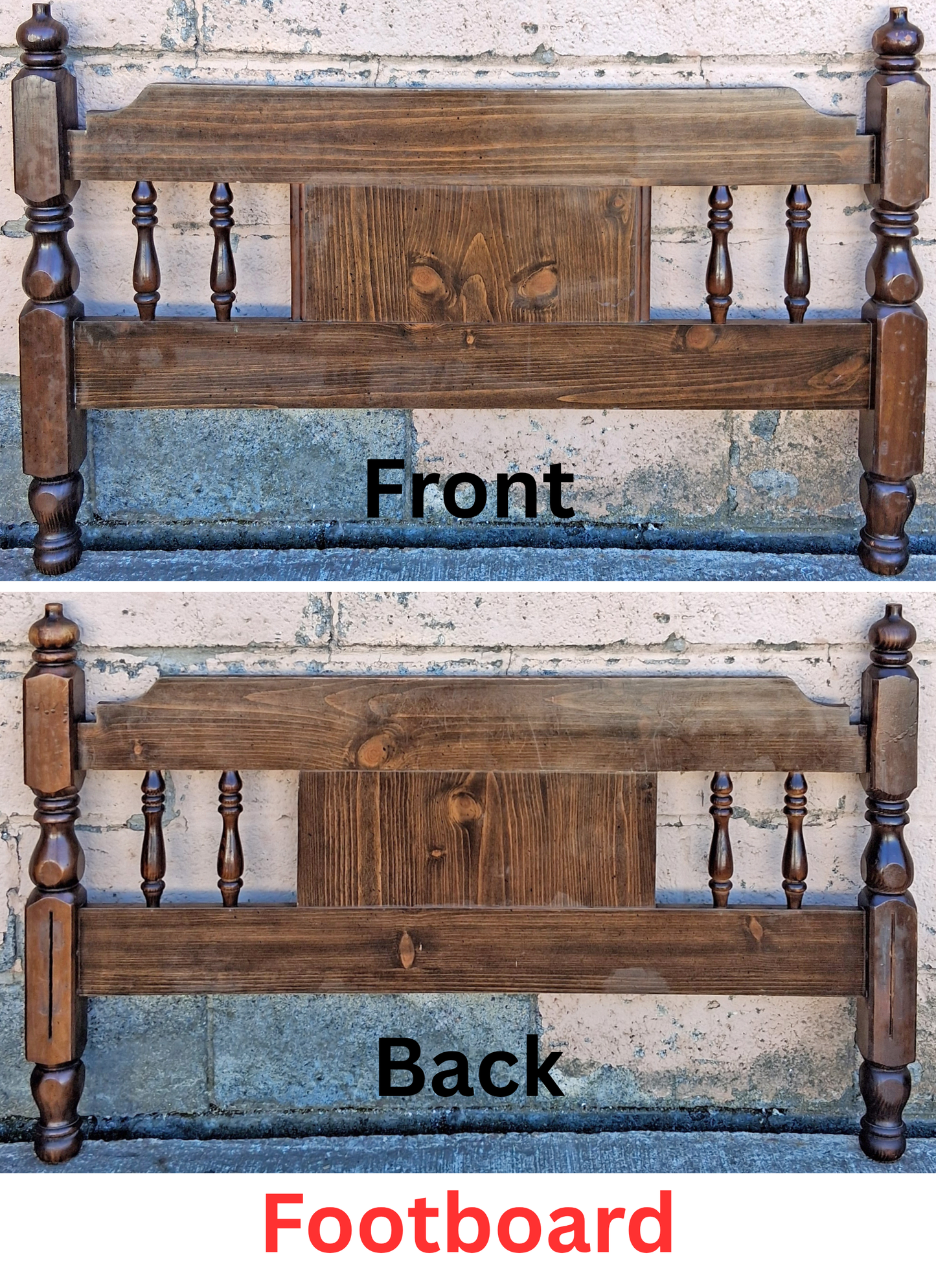 Vintage Antique Old Reclaimed Salvaged Colonial Traditional Style Wood Wooden Twin Size Bed Frame Head Foot Board Set