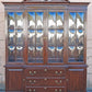 Vintage Antique Old Reclaimed Salvaged Ethan Allen Colonial Chippendale Birch Wooden Bubble Glass Breakfront Display Curio China Cabinet