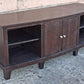 Vintage Old Reclaimed Salvaged Mid Century Modern SOLID Wood Oak Wooden Bow Front Curved Entertainment Center TV Stand Media Room Cabinet