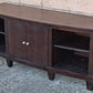 Vintage Old Reclaimed Salvaged Mid Century Modern SOLID Wood Oak Wooden Bow Front Curved Entertainment Center TV Stand Media Room Cabinet