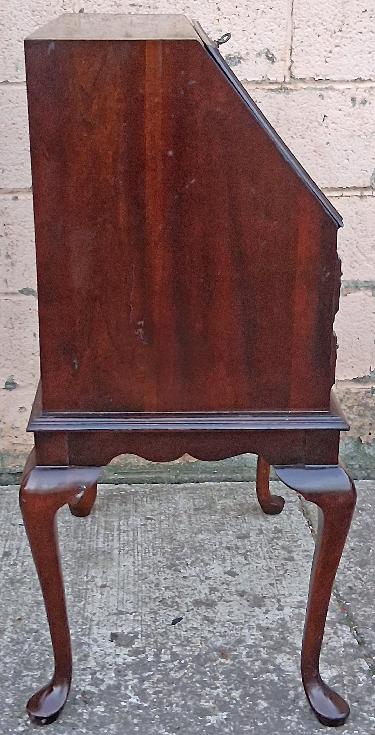 Vintage Antique Old Victorian Queen Anne SOLID Mahogany Slant Front Secretary Desk Shelves Writing Table Drawers