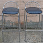 Pair of Vintage Old Reclaimed Salvaged Stackable Stacking Modern Chrome Counter Bar Dining Chairs Seat Stool Vinyl Upholstery Fabric