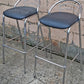 Pair of Vintage Old Reclaimed Salvaged Stackable Stacking Modern Chrome Counter Bar Dining Chairs Seat Stool Vinyl Upholstery Fabric