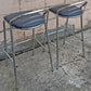 Pair of Vintage Old Reclaimed Salvaged Stackable Stacking Modern Chrome Counter Bar Dining Chairs Seat Stool Vinyl Upholstery Fabric