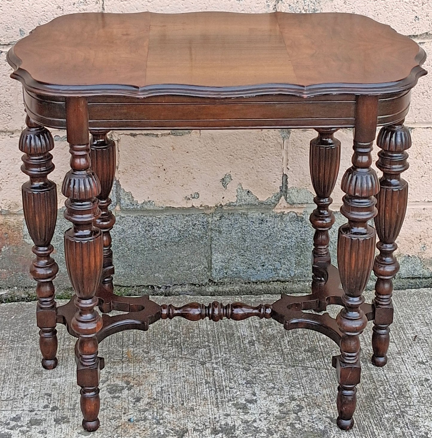 Antique Vintage Old Reclaimed Salvaged Mersman SOLID Carved Walnut Wood Wooden Neo-Classical Side End Hall Accent Foyer Sofa Lamp Table Stand