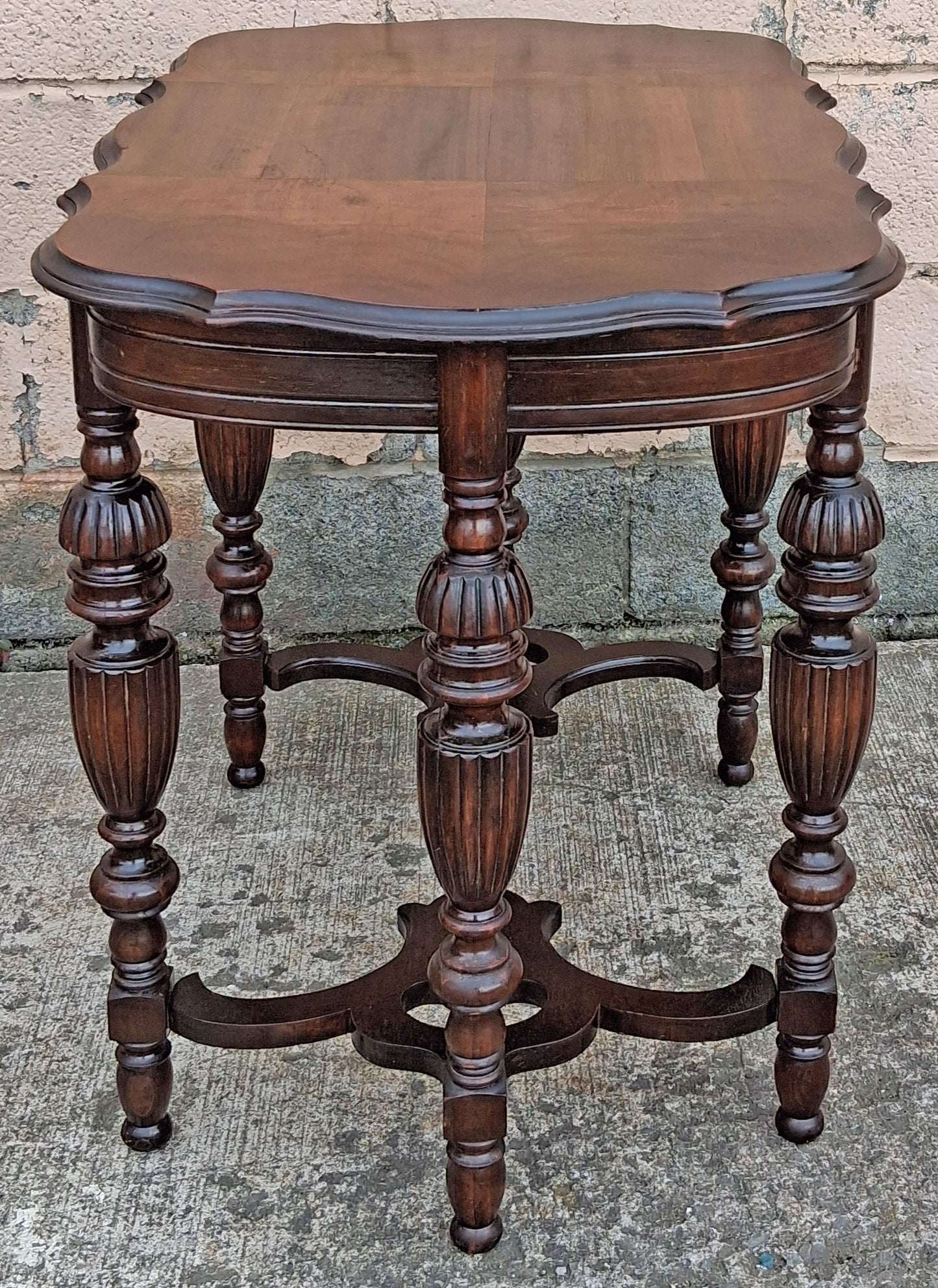 Antique Vintage Old Reclaimed Salvaged Mersman SOLID Carved Walnut Wood Wooden Neo-Classical Side End Hall Accent Foyer Sofa Lamp Table Stand