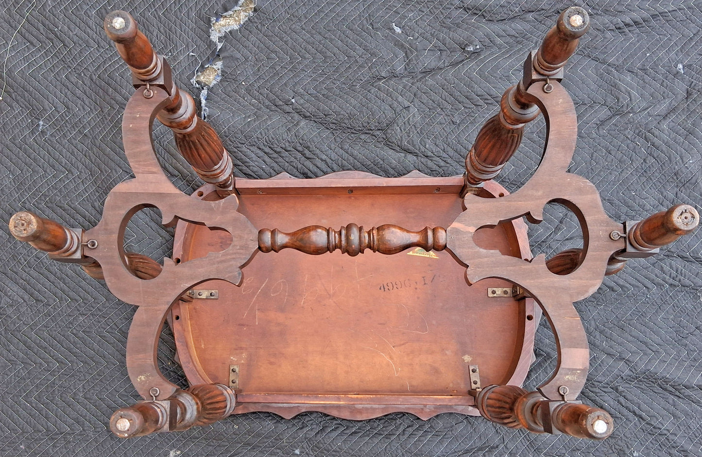 Antique Vintage Old Reclaimed Salvaged Mersman SOLID Carved Walnut Wood Wooden Neo-Classical Side End Hall Accent Foyer Sofa Lamp Table Stand