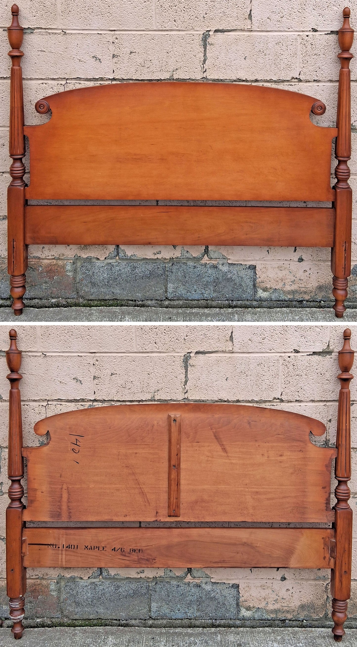 Vintage Antique Reclaimed Salvaged Colonial SOLID Maple Wood Wooden Four Post Poster Bedstead Bedframe Headboard Footboard Set