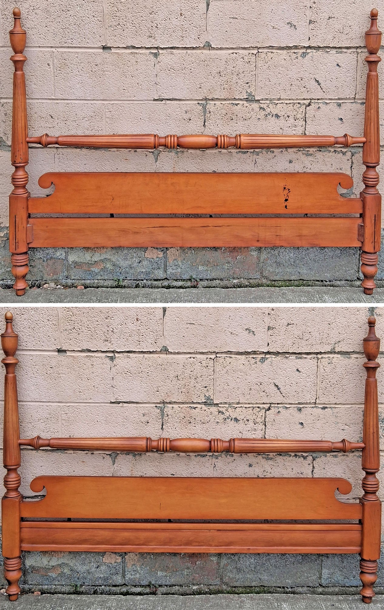 Vintage Antique Reclaimed Salvaged Colonial SOLID Maple Wood Wooden Four Post Poster Bedstead Bedframe Headboard Footboard Set