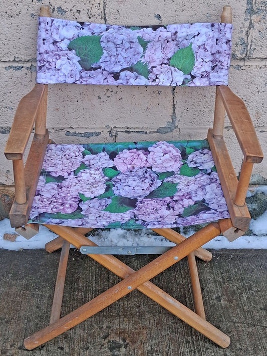 Vintage Old MCM Mid Century SOLID Wood Wooden Fabric Folding Foldable Portable Commander Director Chair Seat