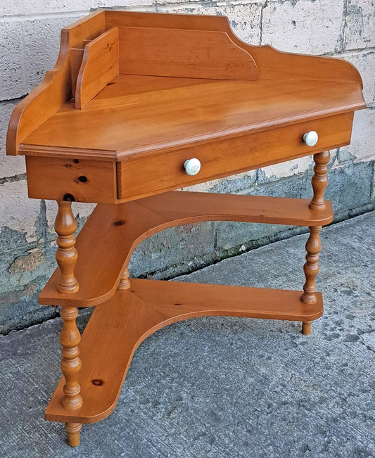 Vintage Antique Old Handmade Country Colonial Reclaimed Salvaged SOLID Knotty Pine Wood Wooden Corner Wall Writing Secretary Kneehole Desk