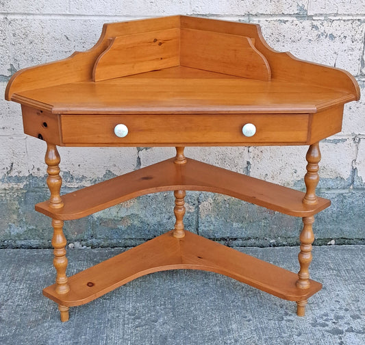 Vintage Antique Old Handmade Country Colonial Reclaimed Salvaged SOLID Knotty Pine Wood Wooden Corner Wall Writing Secretary Kneehole Desk