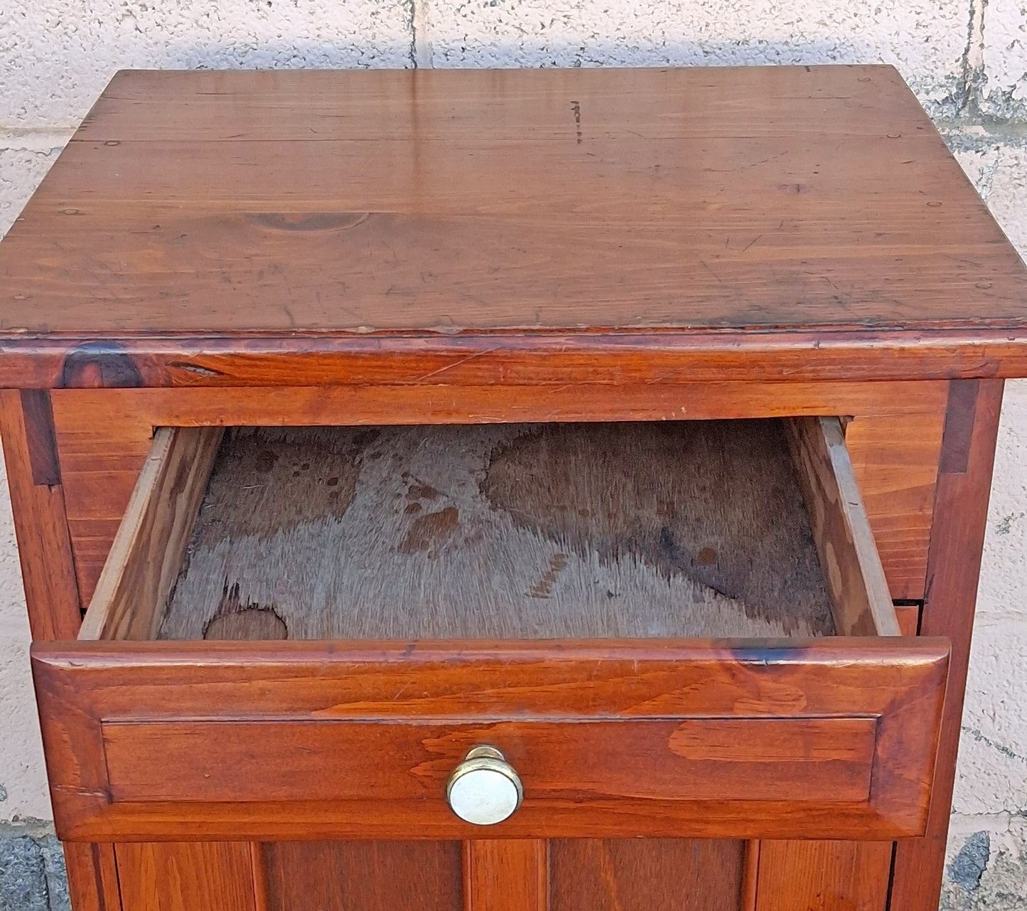 Vintage Antique Old Country Rustic Farmhouse Primitive Handmade Solid Wood Wooden Jelly Kitchen Cabinet Pantry Cupboard Nightstand End Table