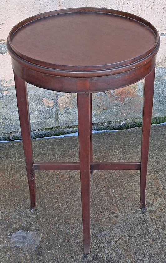 Antique Vintage Old Art Deco Salvaged Reclaimed SOLID Mahogany Wood Wooden Circular Round Side Accent End Lamp Plant Stand Table Nightstand