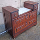Antique Vintage Old Victorian Eastlake Reclaimed Salvaged Solid Walnut Wood Wooden Cabinet Drop Center Dresser Chest of Drawers Marble Top