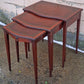 Set of Antique Vintage Old Salvaged Reclaimed Solid Mahogany Wood Wooden Carved Serpentine Nesting Nested Stacked Stand Side Accent Tables