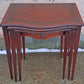 Set of Antique Vintage Old Salvaged Reclaimed Solid Mahogany Wood Wooden Carved Serpentine Nesting Nested Stacked Stand Side Accent Tables