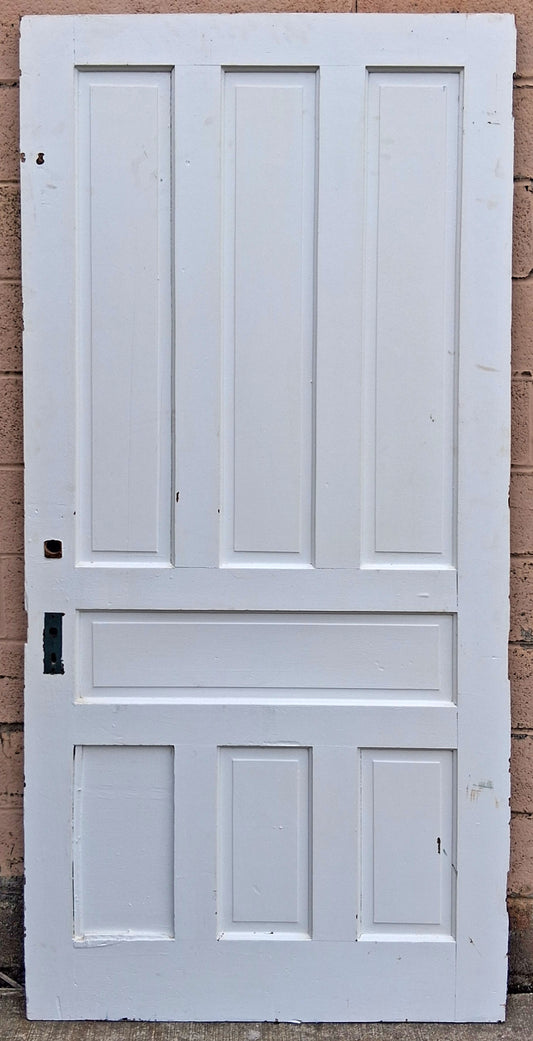 42"x88.5"x1.25" Antique Vintage Old Reclaimed Salvaged Victorian SOLID Wooden 7 Raised Panels Interior Door