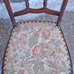 Pair of Antique Vintage Old Reclaimed Salvaged Solid Hardwood Wooden Dining Side Accent Floral Fabric Seats