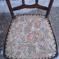 Pair of Antique Vintage Old Reclaimed Salvaged Solid Hardwood Wooden Dining Side Accent Floral Fabric Seats