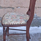 Pair of Antique Vintage Old Reclaimed Salvaged Solid Hardwood Wooden Dining Side Accent Floral Fabric Seats