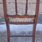 Pair of Antique Vintage Old Reclaimed Salvaged Solid Hardwood Wooden Dining Side Accent Floral Fabric Seats