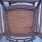 Pair of Antique Vintage Old Reclaimed Salvaged Solid Hardwood Wooden Dining Side Accent Floral Fabric Seats