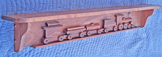 2 Avail Vintage Antique Old Reclaimed Salvaged Handmade Handcrafted Solid Wood Wooden Train Toy Country Wall Decor China Rack Shelf Display