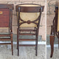 Pair of Antique Vintage Louis Rastetter & Sons Co. "Solid Kumfort" Wooden Folding Foldable Portable Theater Accent Dining Chairs Vinyl Seats