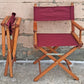 Pair of Vintage Antique Reclaimed Salvaged MCM Mid Century SOLID Wood Wooden Fabric Folding Foldable Portable Commander Director Chair Seats