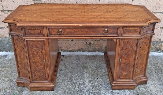 Vintage Antique Thomasville Mid Century Modern Reclaimed Salvaged Solid Wood Wooden Writing Office Studio Bureau Desk Work Table Secretary