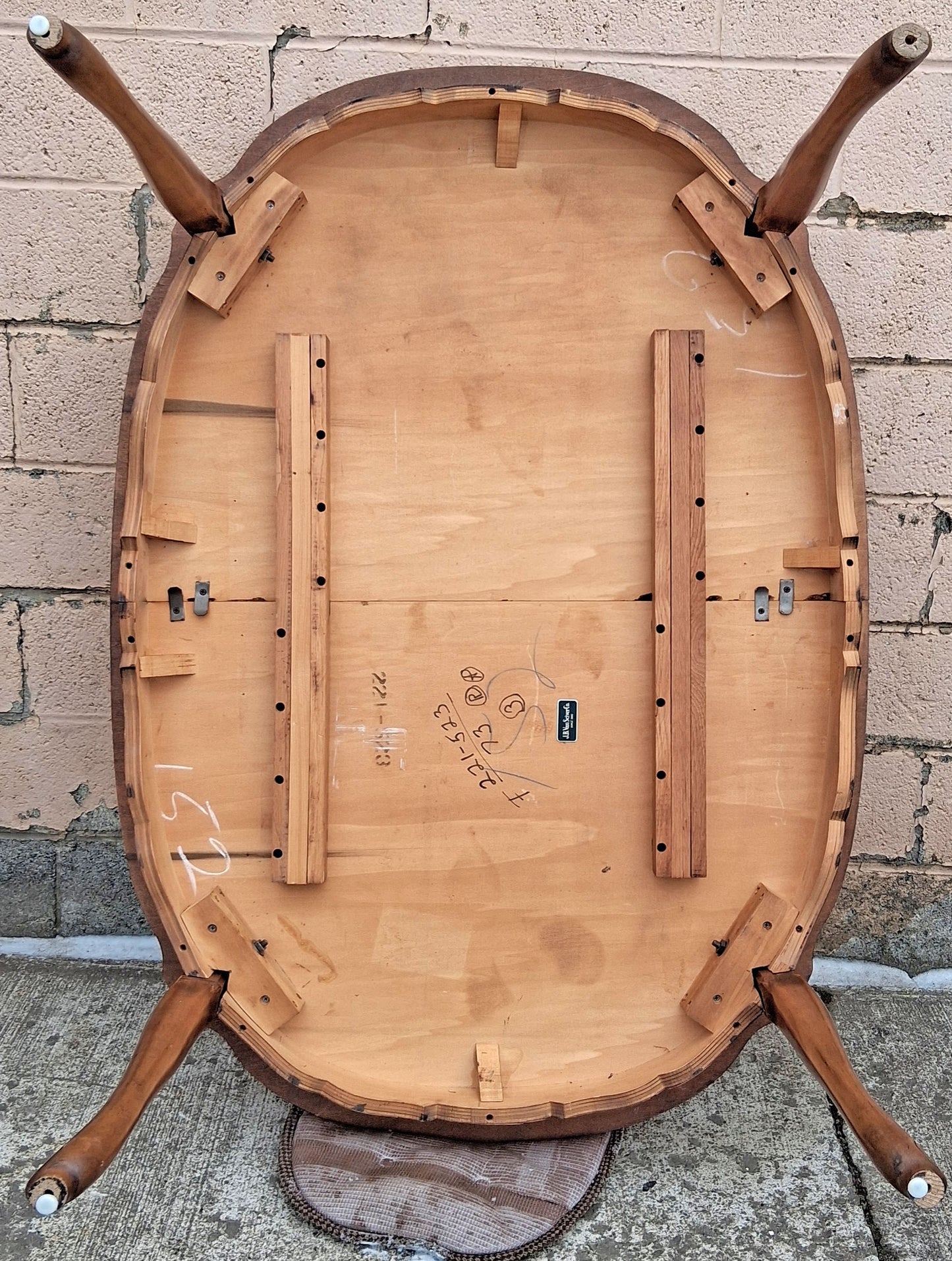 Vintage Antique French Provincial Country "J.B. Van Sciver Co." Old Reclaimed Salvaged SOLID Wood Wooden Dining Room Set Chairs Table Leaf