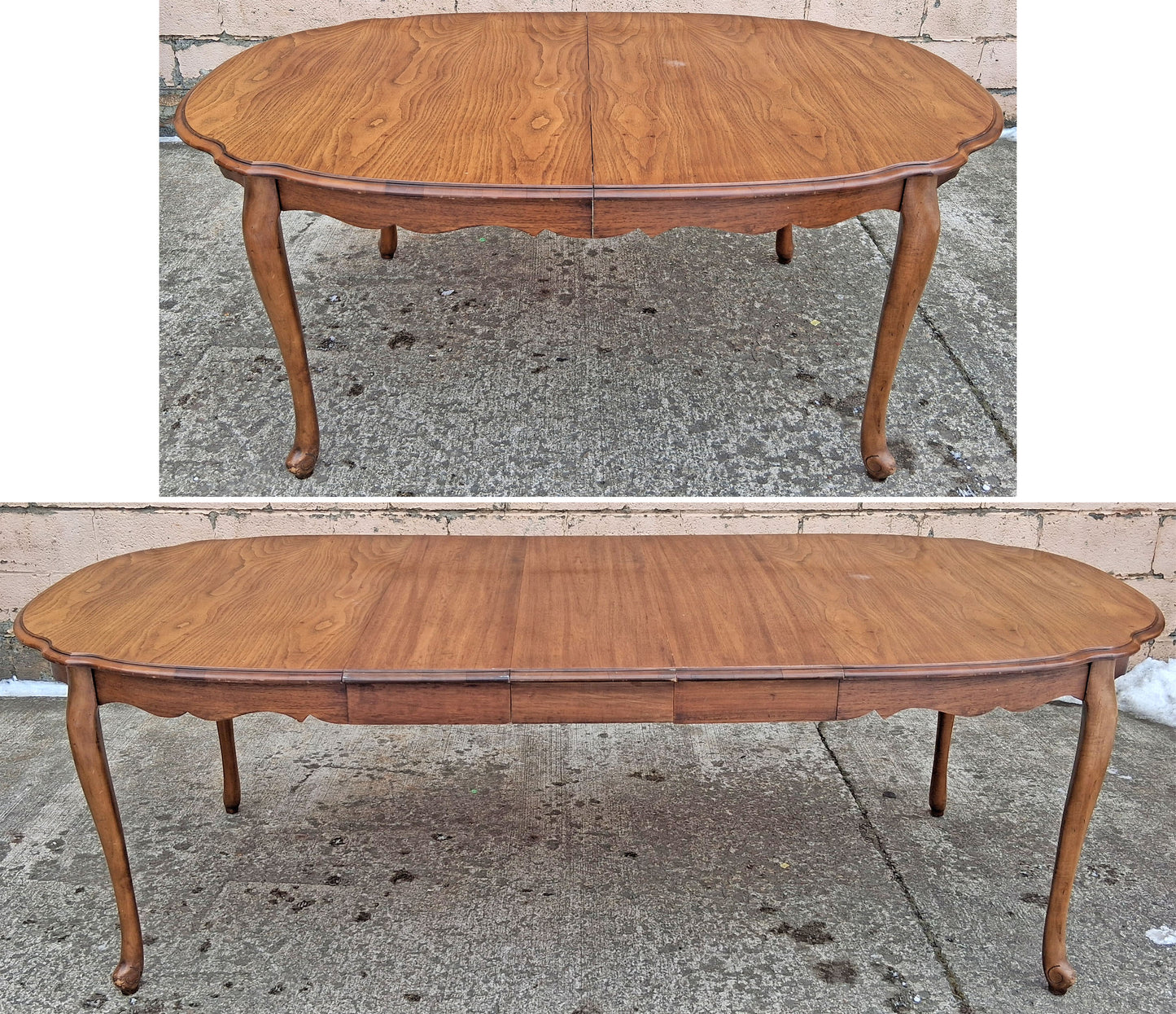 Vintage Antique French Provincial Country "J.B. Van Sciver Co." Old Reclaimed Salvaged SOLID Wood Wooden Dining Room Set Chairs Table Leaf