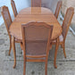 Vintage Antique French Provincial Country "J.B. Van Sciver Co." Old Reclaimed Salvaged SOLID Wood Wooden Dining Room Set Chairs Table Leaf