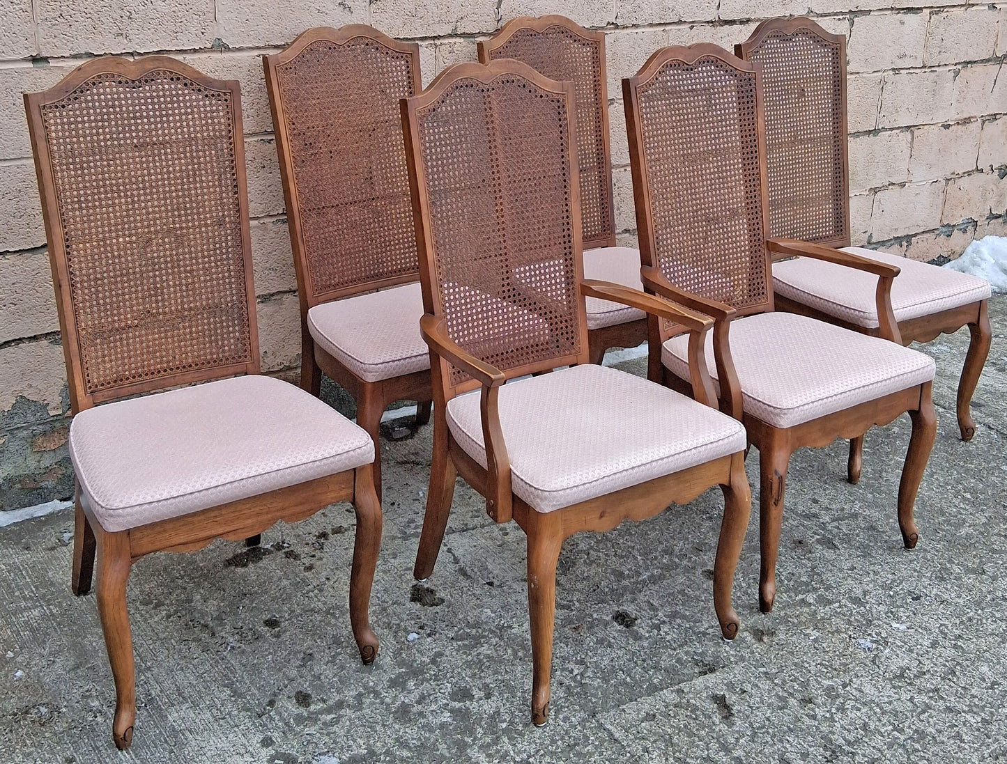Vintage Antique French Provincial Country "J.B. Van Sciver Co." Old Reclaimed Salvaged SOLID Wood Wooden Dining Room Set Chairs Table Leaf