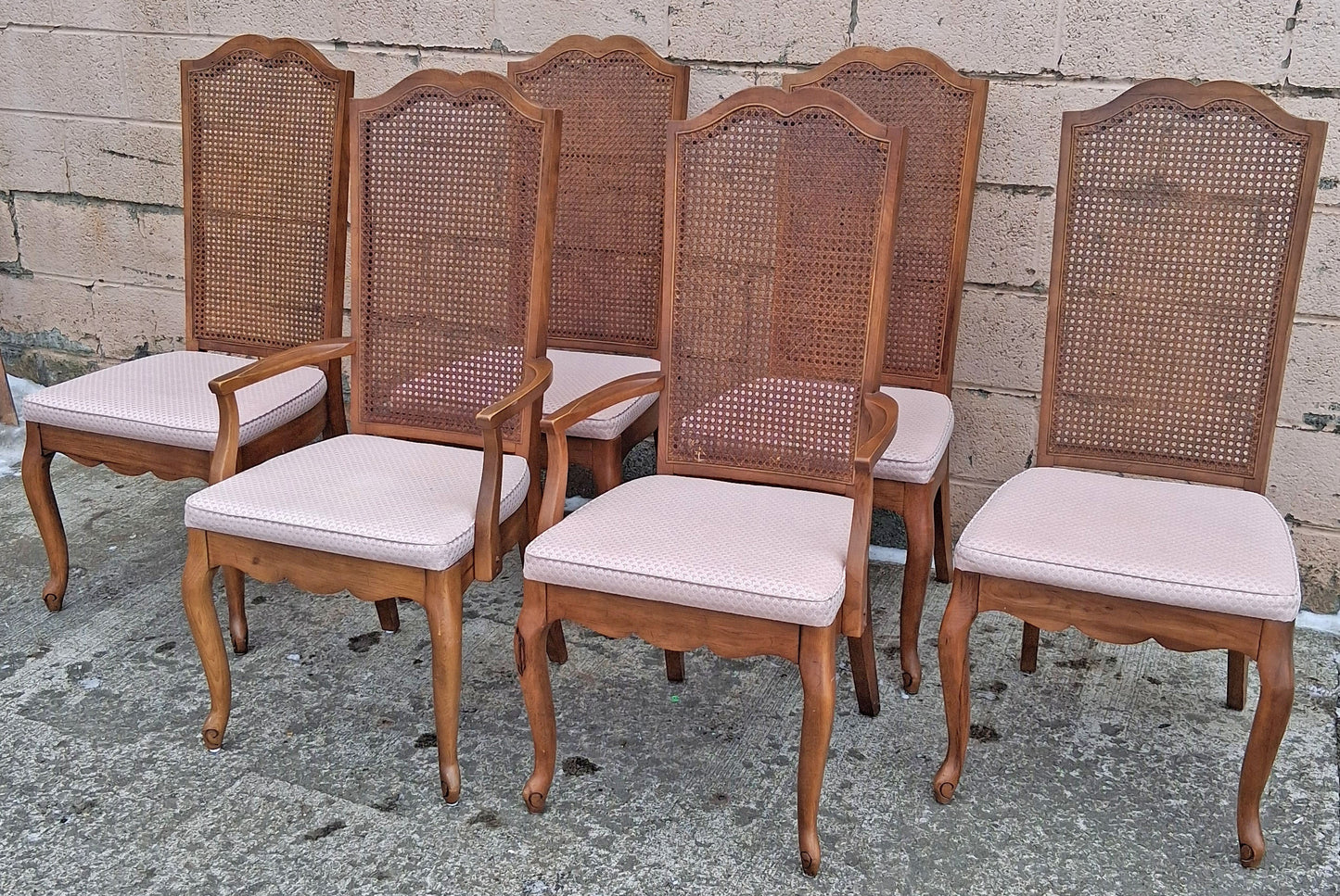 Vintage Antique French Provincial Country "J.B. Van Sciver Co." Old Reclaimed Salvaged SOLID Wood Wooden Dining Room Set Chairs Table Leaf