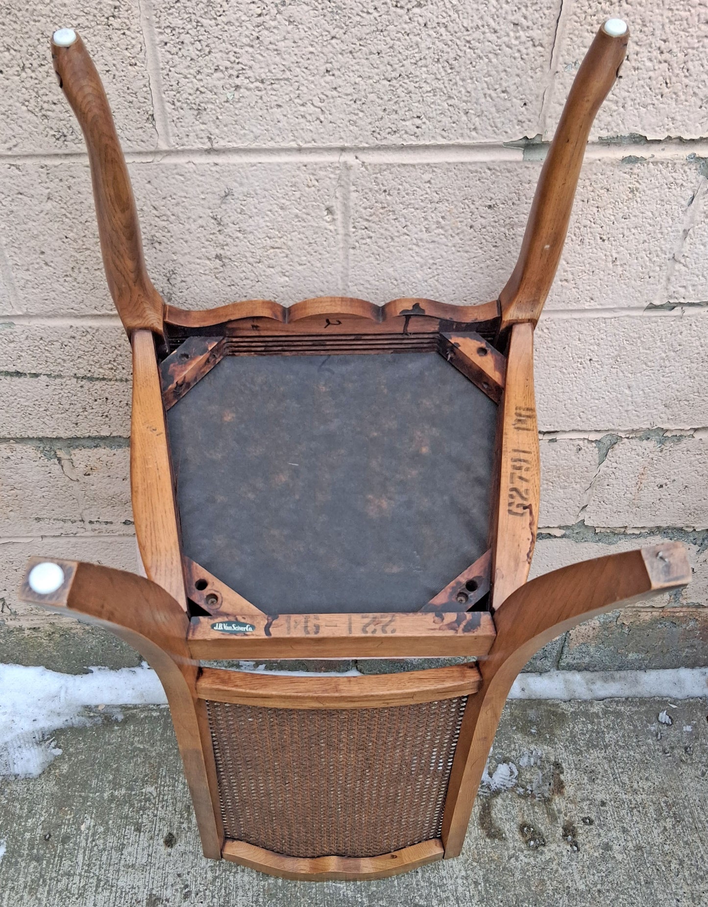Vintage Antique French Provincial Country "J.B. Van Sciver Co." Old Reclaimed Salvaged SOLID Wood Wooden Dining Room Set Chairs Table Leaf