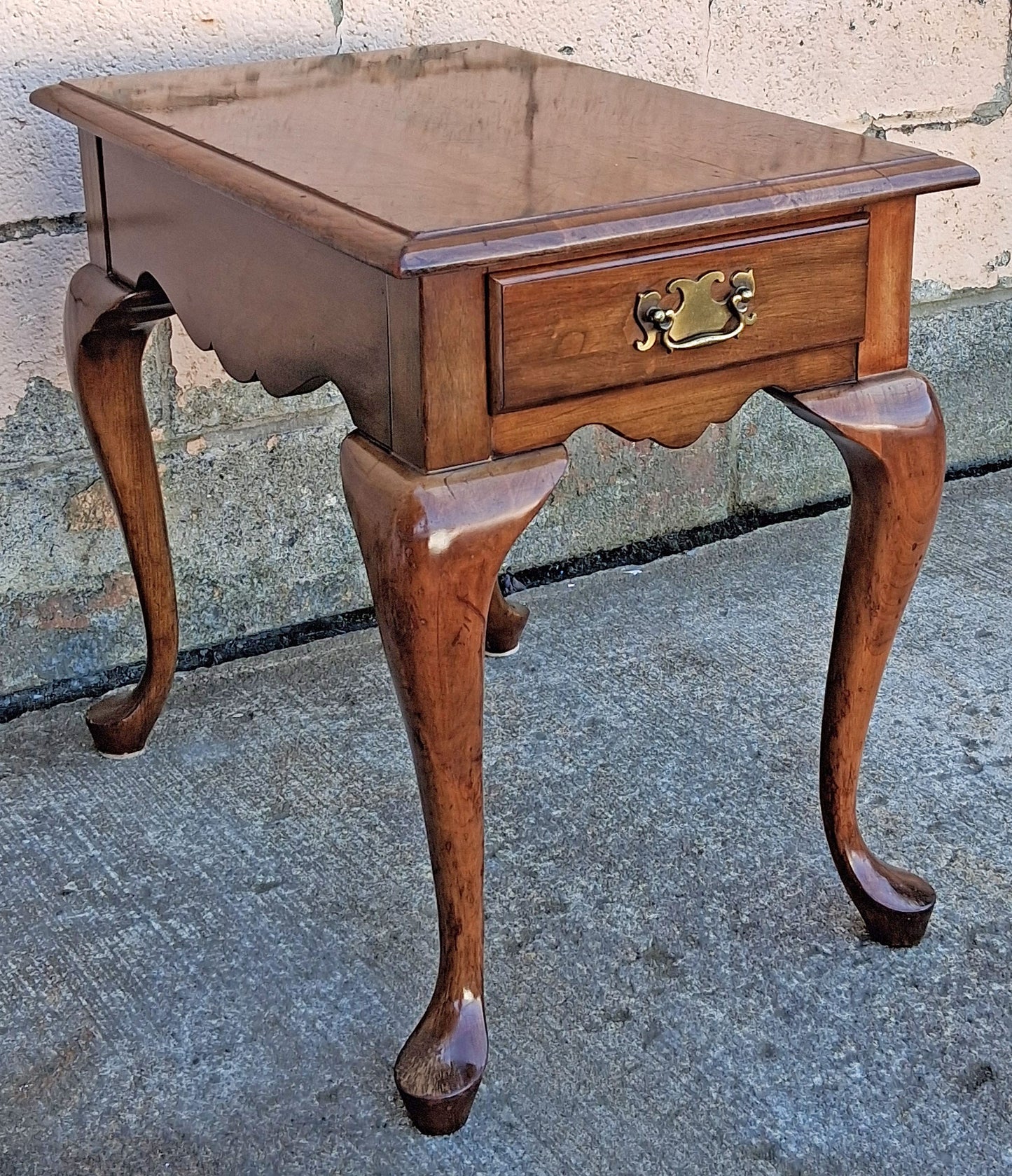 Vintage Antique Old Pennsylvania House Queen Anne Style SOLID Cherry Wood Wooden Accent End Lamp Side Table Nightstand Single Drawer