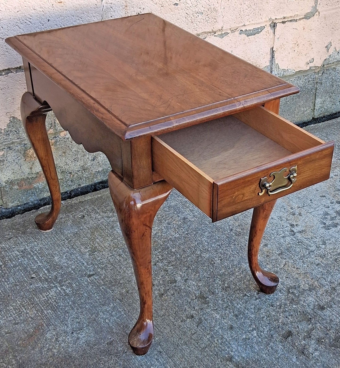Vintage Antique Old Pennsylvania House Queen Anne Style SOLID Cherry Wood Wooden Accent End Lamp Side Table Nightstand Single Drawer
