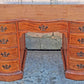 Antique Vintage Old Reclaimed Salvaged Regency Solid Wood Wooden Twin Pedestal Serpentine Writing Office Studio Bureau Desk Kneehole Vanity