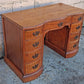 Antique Vintage Old Reclaimed Salvaged Regency Solid Wood Wooden Twin Pedestal Serpentine Writing Office Studio Bureau Desk Kneehole Vanity