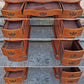 Antique Vintage Old Reclaimed Salvaged Regency Solid Wood Wooden Twin Pedestal Serpentine Writing Office Studio Bureau Desk Kneehole Vanity