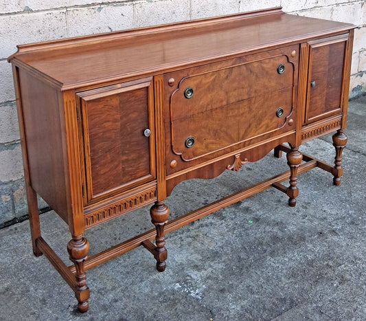Antique Vintage Old Reclaimed Salvaged Victorian Jacobean Revival SOLID Wood Walnut Wooden Buffet Server Cabinet Sideboard Dresser Drawer