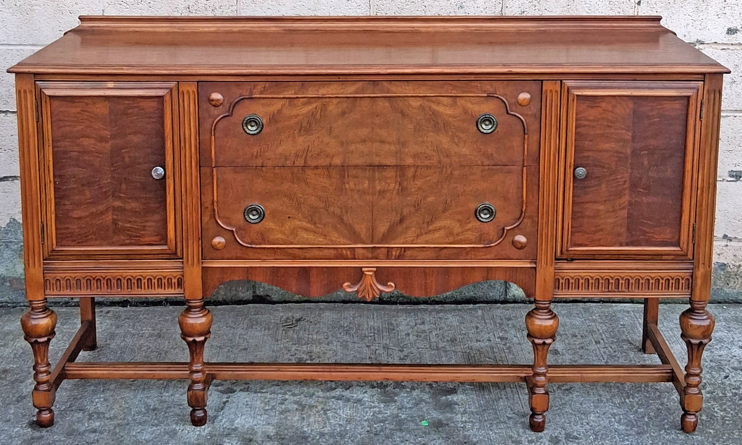 Antique Vintage Old Reclaimed Salvaged Victorian Jacobean Revival SOLID Wood Walnut Wooden Buffet Server Cabinet Sideboard Dresser Drawer