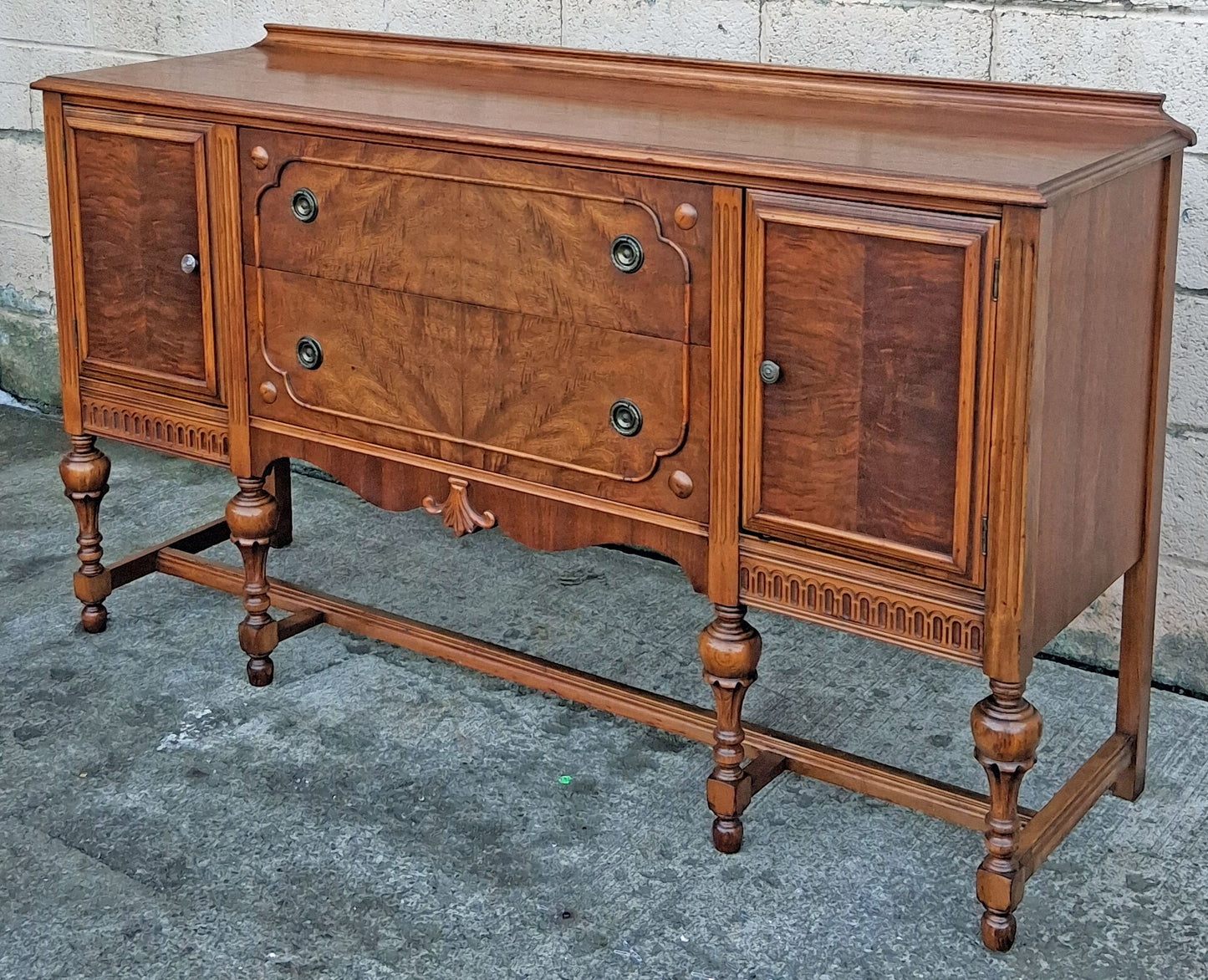 Antique Vintage Old Reclaimed Salvaged Victorian Jacobean Revival SOLID Wood Walnut Wooden Buffet Server Cabinet Sideboard Dresser Drawer