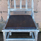 Antique Vintage Distressed Farmhouse Painted Reclaimed Salvaged SOLID Wood Wooden Side Dining Lounge Accent Chair Upholstered Vinyl Fabric Seat