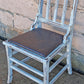 Antique Vintage Distressed Farmhouse Painted Reclaimed Salvaged SOLID Wood Wooden Side Dining Lounge Accent Chair Upholstered Vinyl Fabric Seat