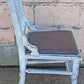 Antique Vintage Distressed Farmhouse Painted Reclaimed Salvaged SOLID Wood Wooden Side Dining Lounge Accent Chair Upholstered Vinyl Fabric Seat